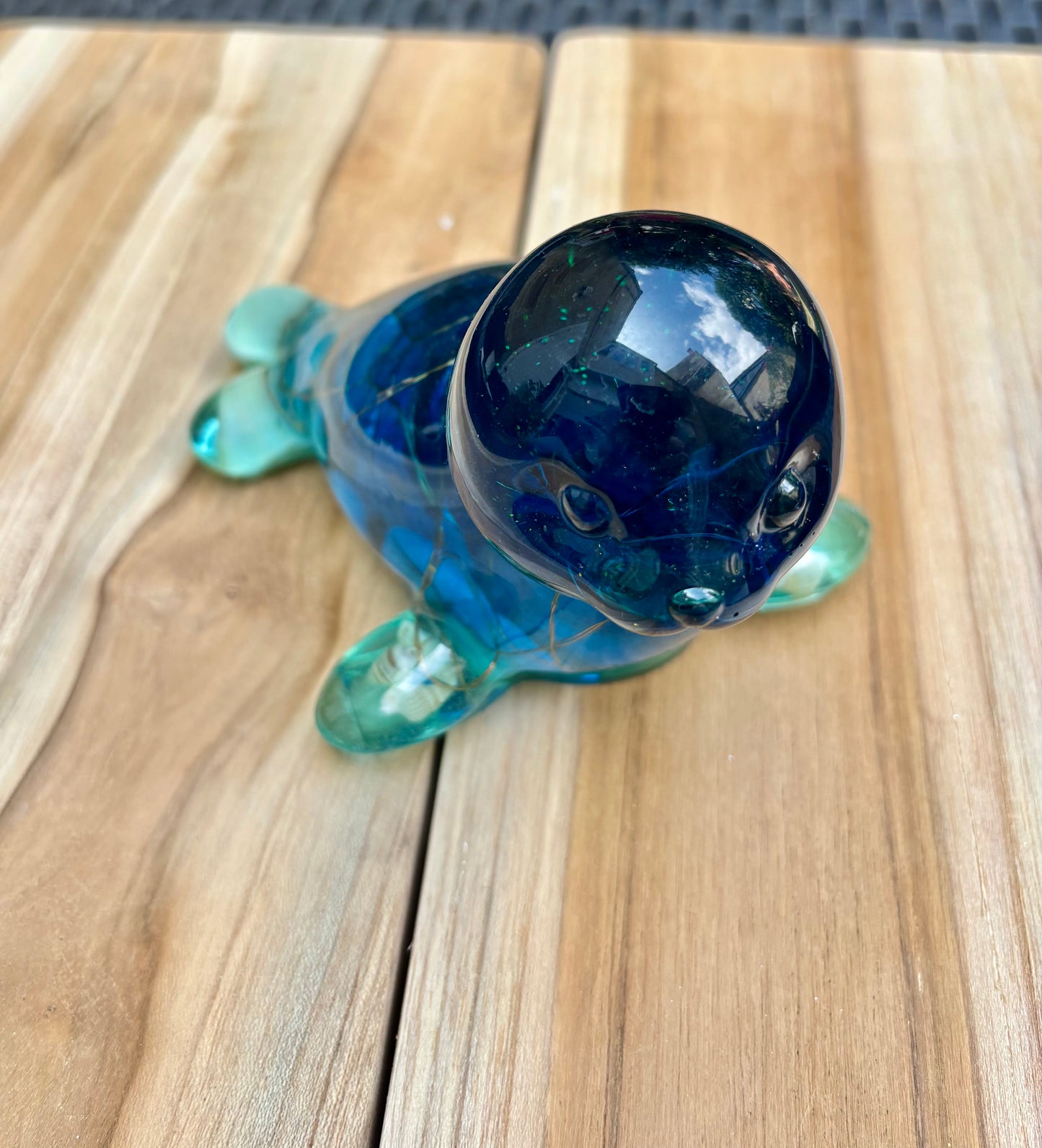 Phoque bleu avec coquillages incrustés