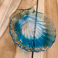 Vide poche coquillages bleu translucide et feuilles d’or