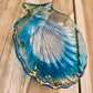 Vide poche coquillages bleu translucide et feuilles d’or
