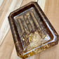 Porte savon marron et feuilles d’or