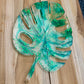 Décoration feuille exotique verte et pailletée