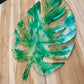 Décoration feuille exotique verte et pailletée