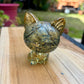 Figurine chat bleu et or